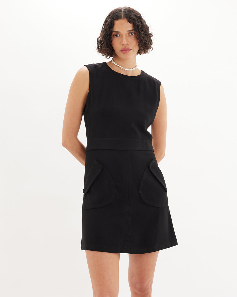 Giuliana Sleeveless Mini Dress - Black - Second Image