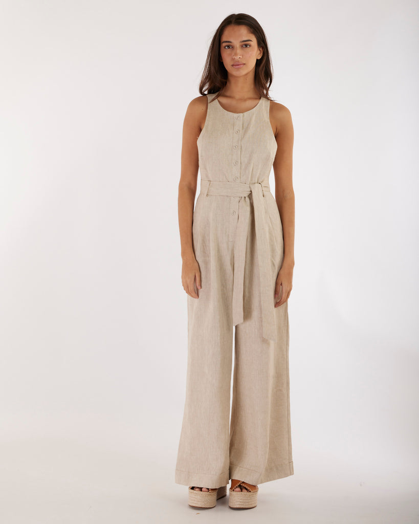 Imari Linen Jumpsuit - Natural - Second Image