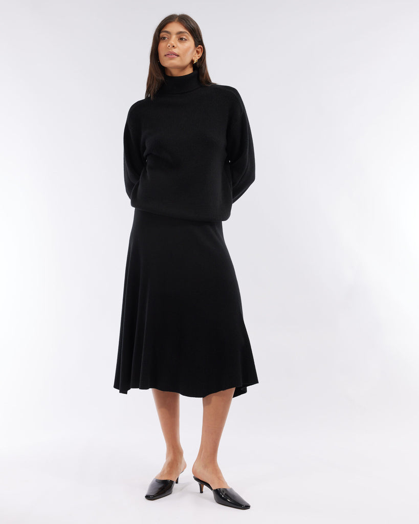 Jacqueline A-Line Knit Skirt - Black
