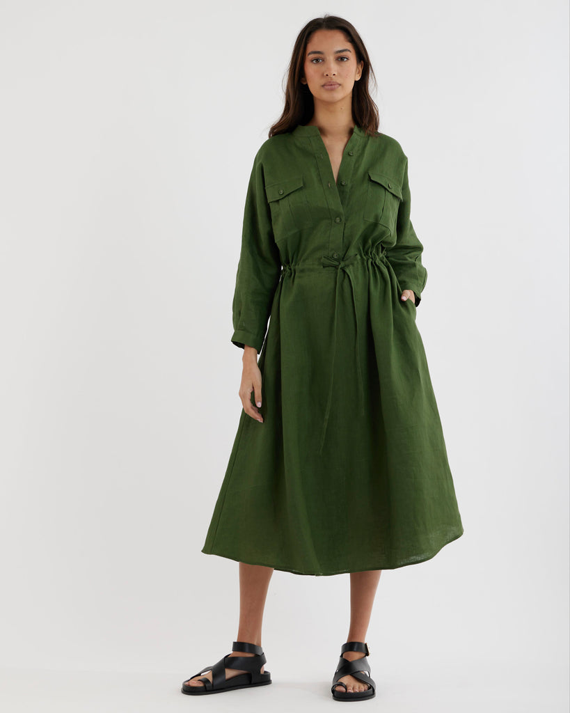 Jade Linen Tunic Dress - Verdant