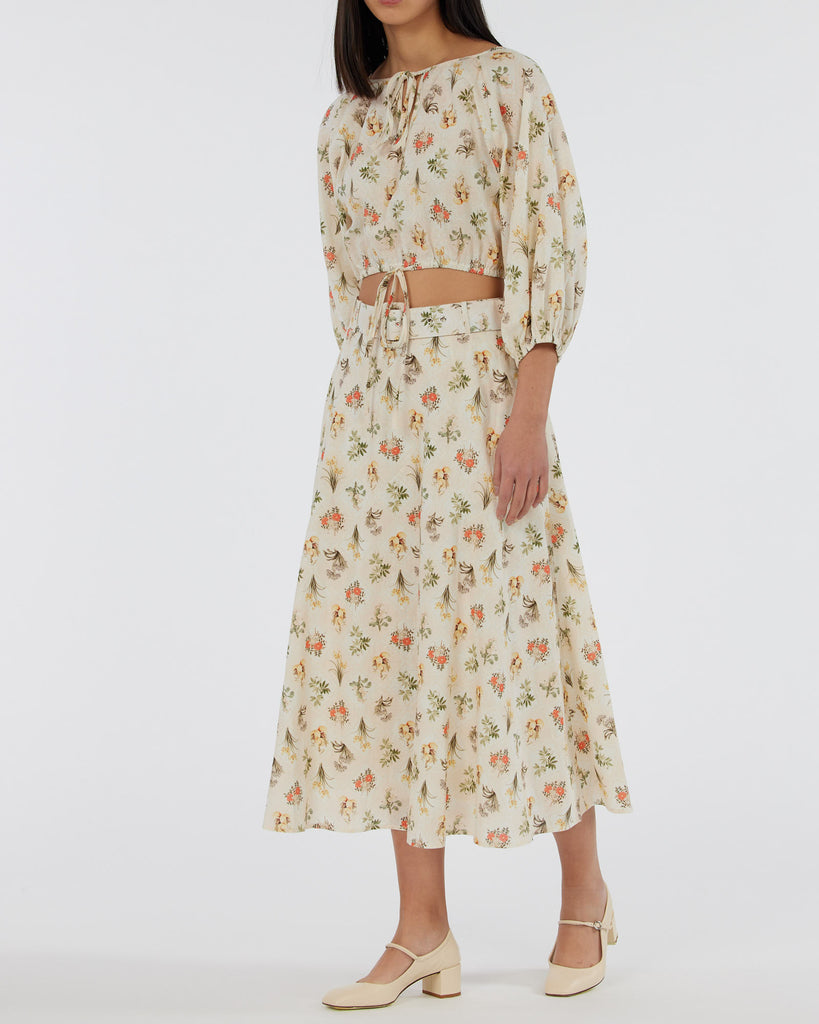 Jardin Belted Linen Midi Skirt - Second Image