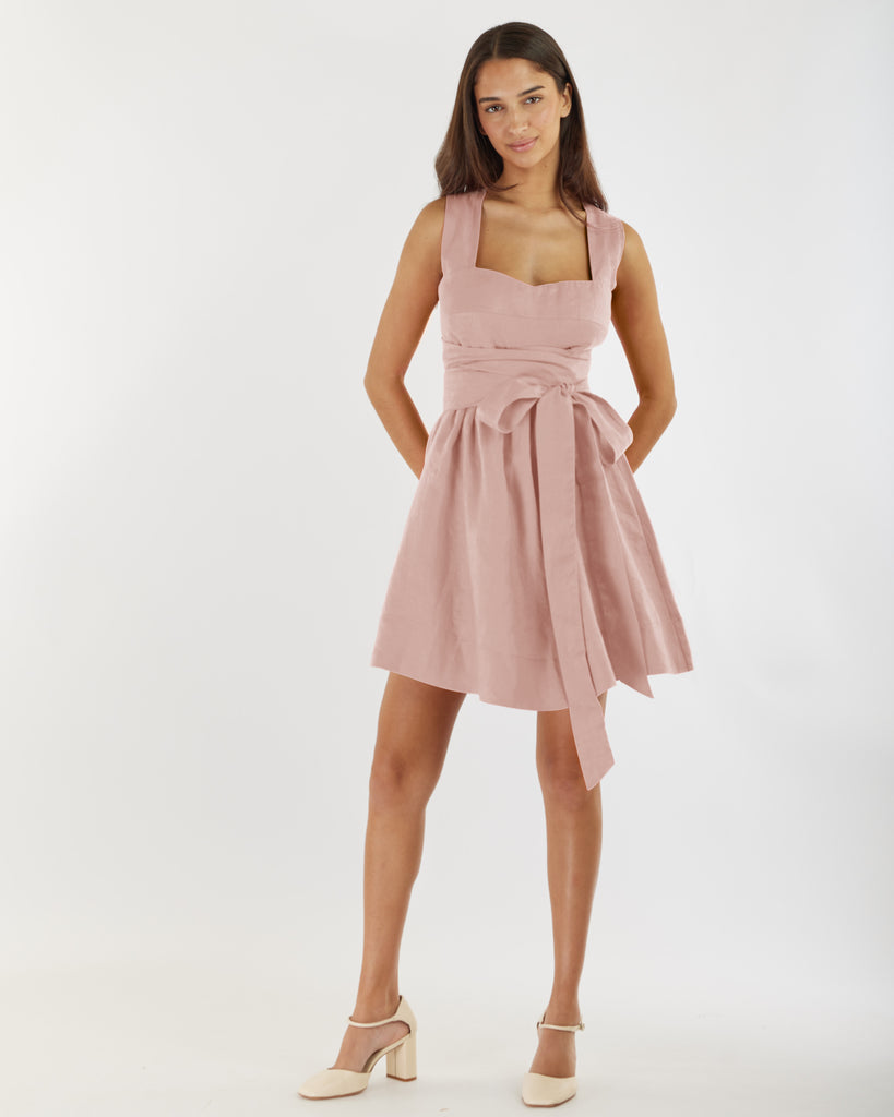 Juliette Linen Mini Dress - Peony