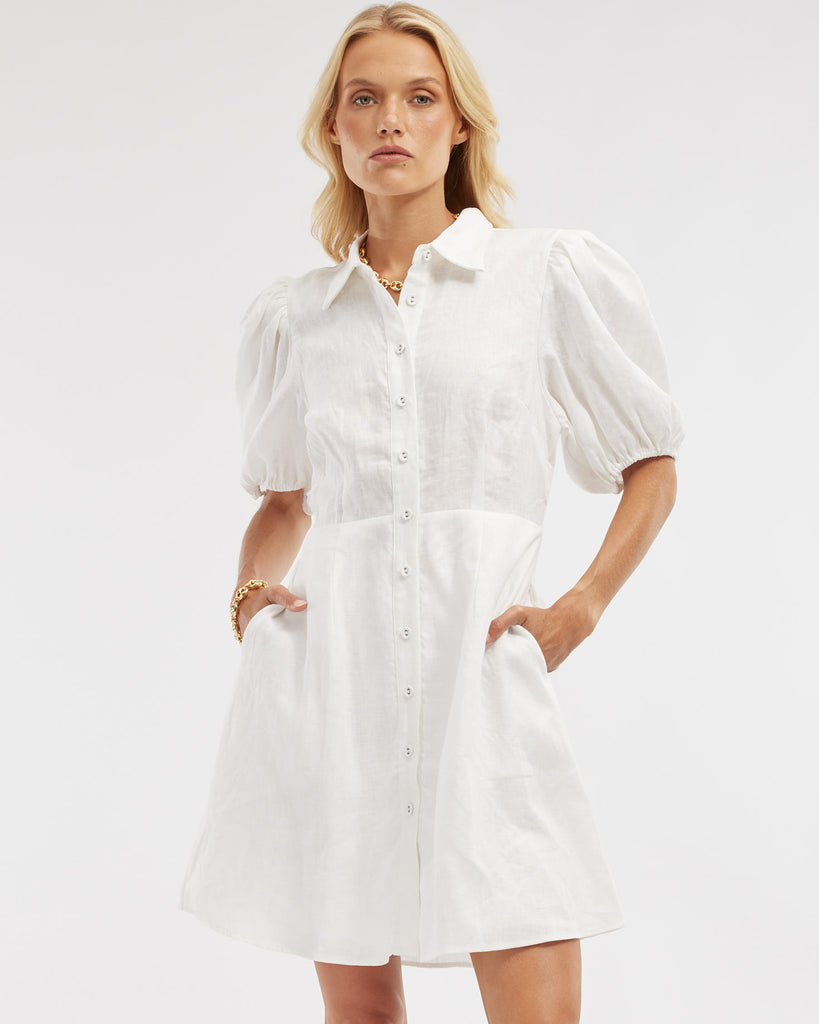 Julius Linen Mini Dress - White