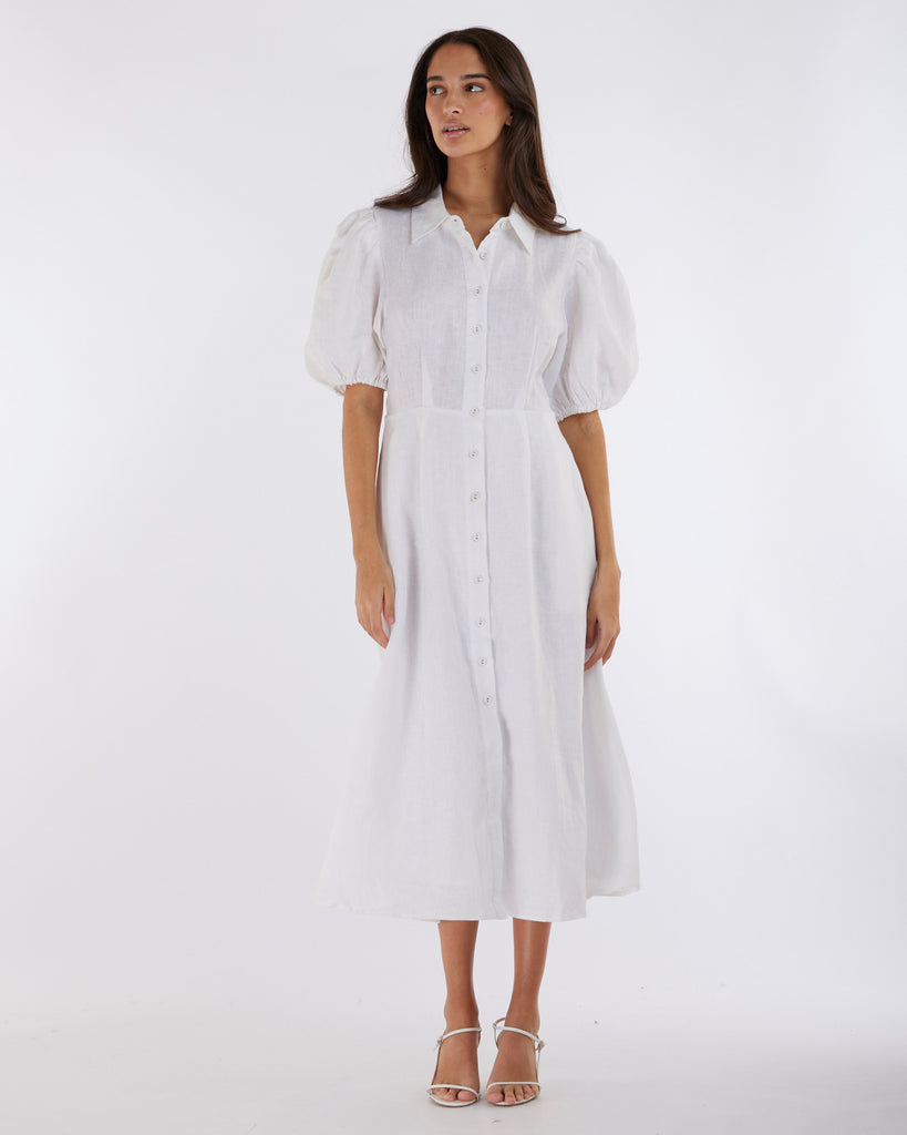 Julius Linen Midi Dress - White