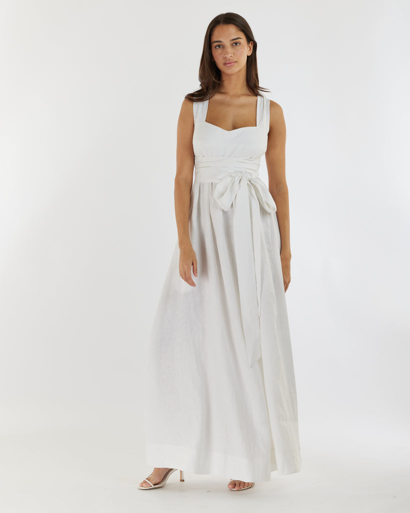 Juliette Linen Maxi Dress - White - Second Image