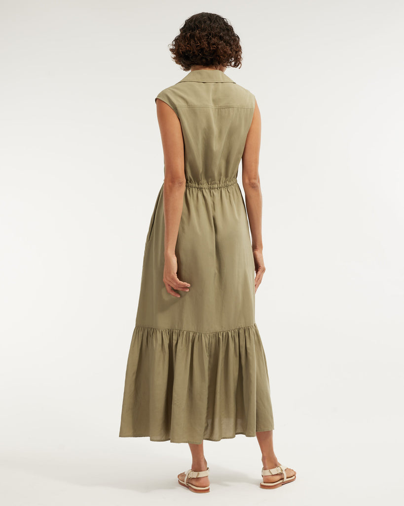 Kate Buttoned Maxi Dress - Olive - Second Image