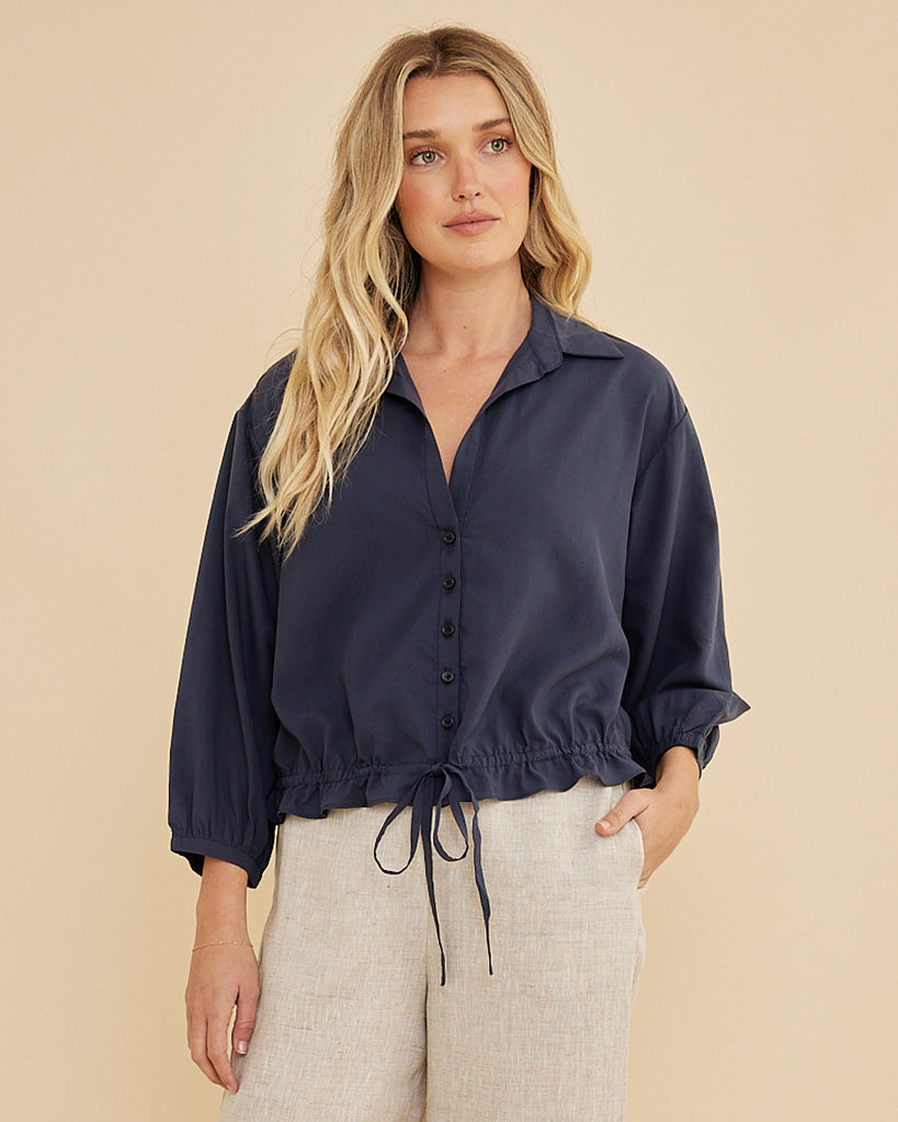 Kate Long Sleeve Top - Navy