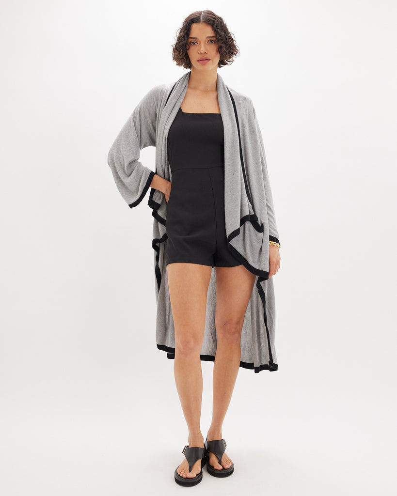 Lila Asymmetric Cardigan - Grey - Second Image
