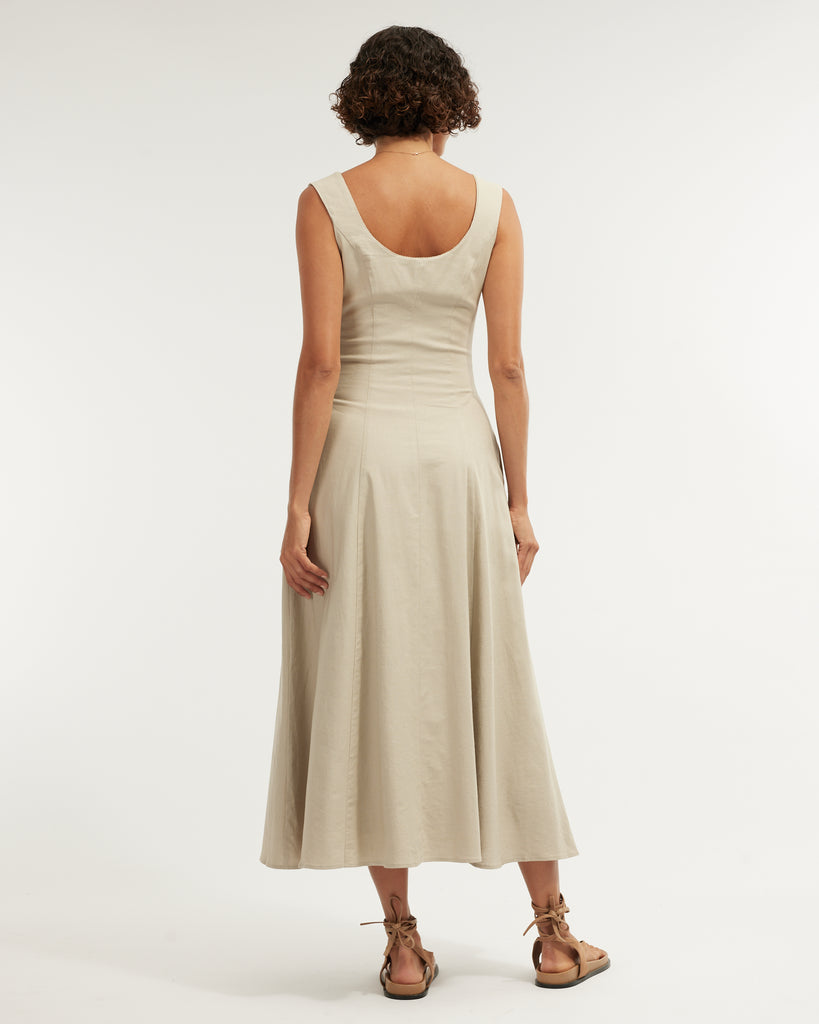 Lucie Buttoned Midi Dress - Sage - Second Image