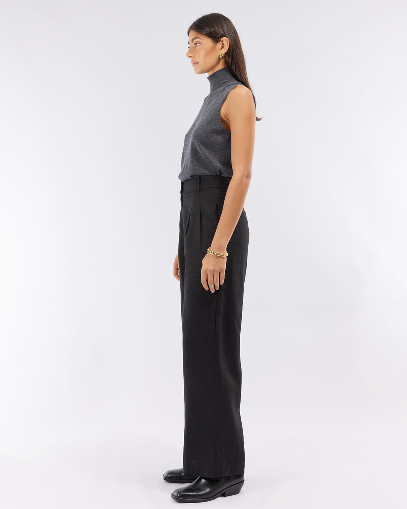Bridgette Linen Pant - Black - Second Image