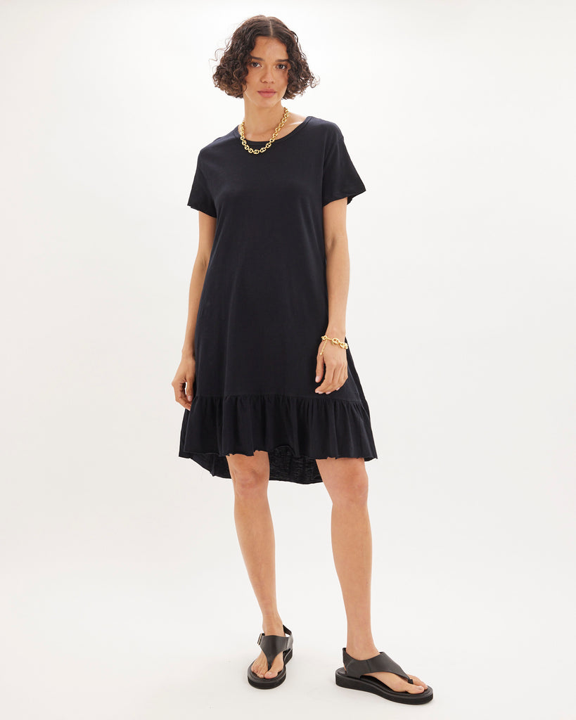 Montana Ruffled Tee Dress - Black