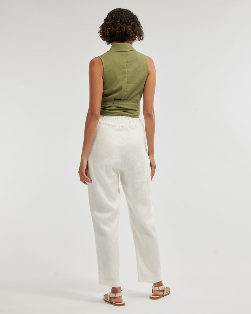 Naomi Wrap Crop Shirt - Olive - Second Image