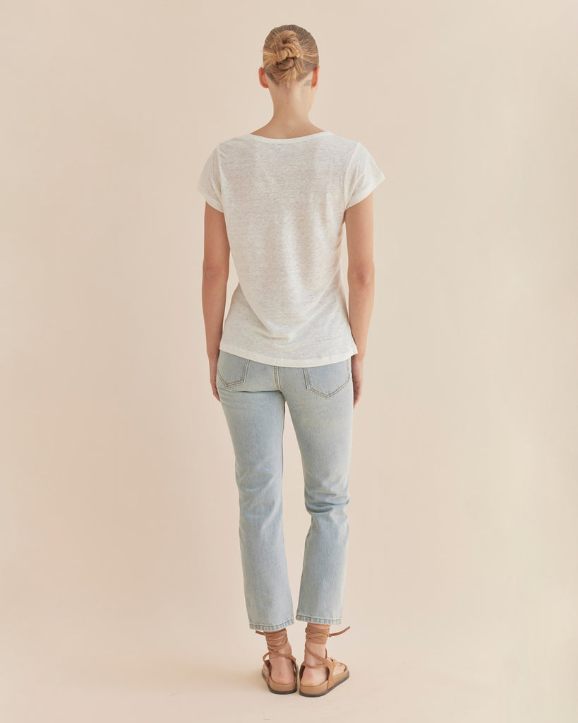 Newport Linen Jersey Tee - Ivory - Second Image