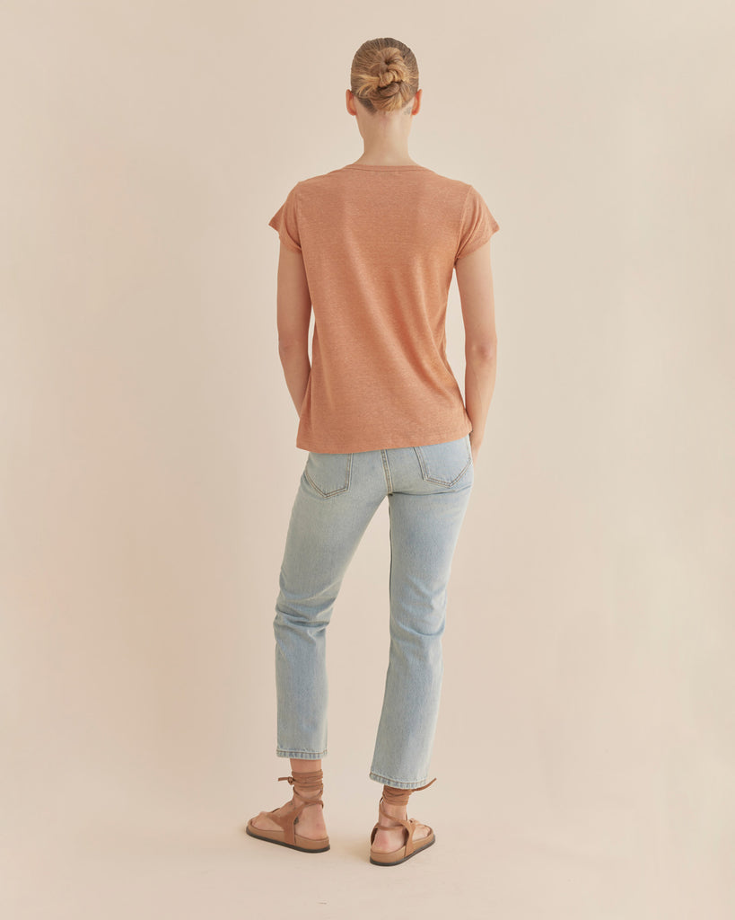 Newport Linen Jersey Tee - Rust - Second Image