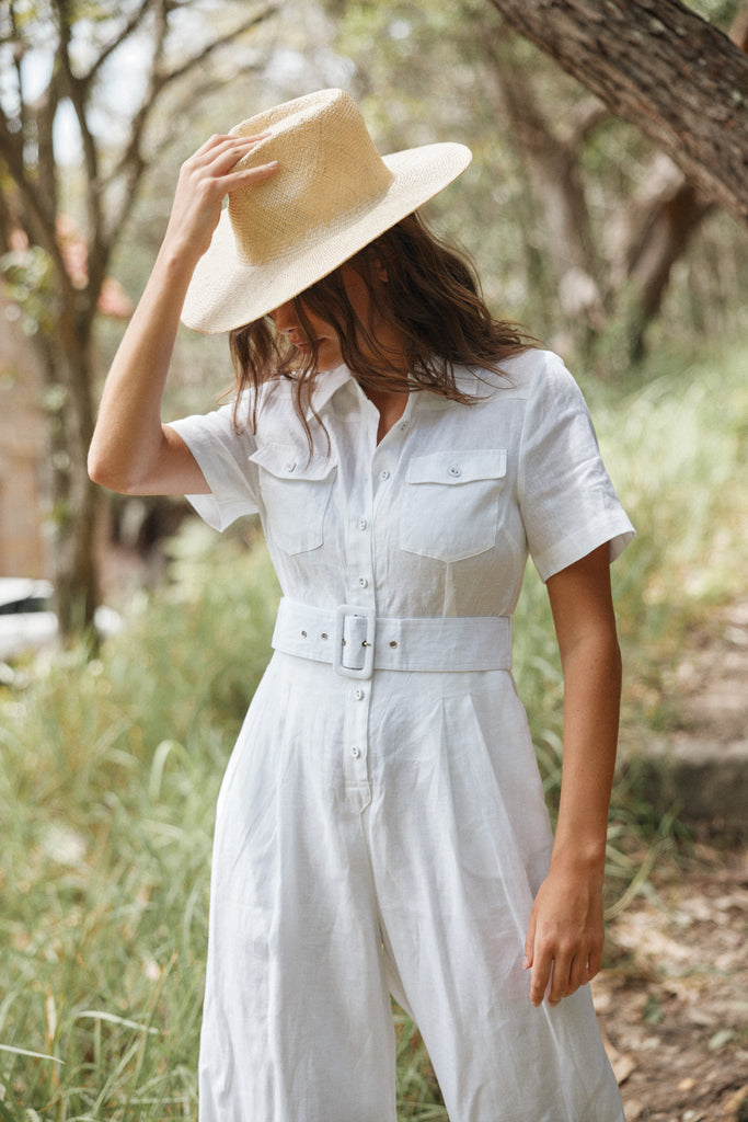 Portsea Linen Jumpsuit - White