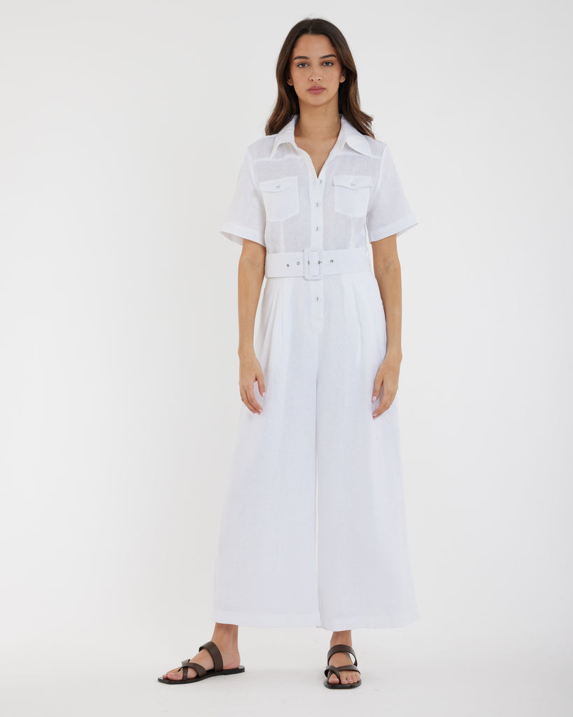 Portsea Linen Jumpsuit - White