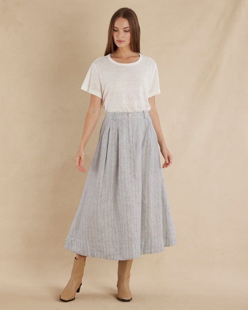 Rayee Linen Striped Skirt