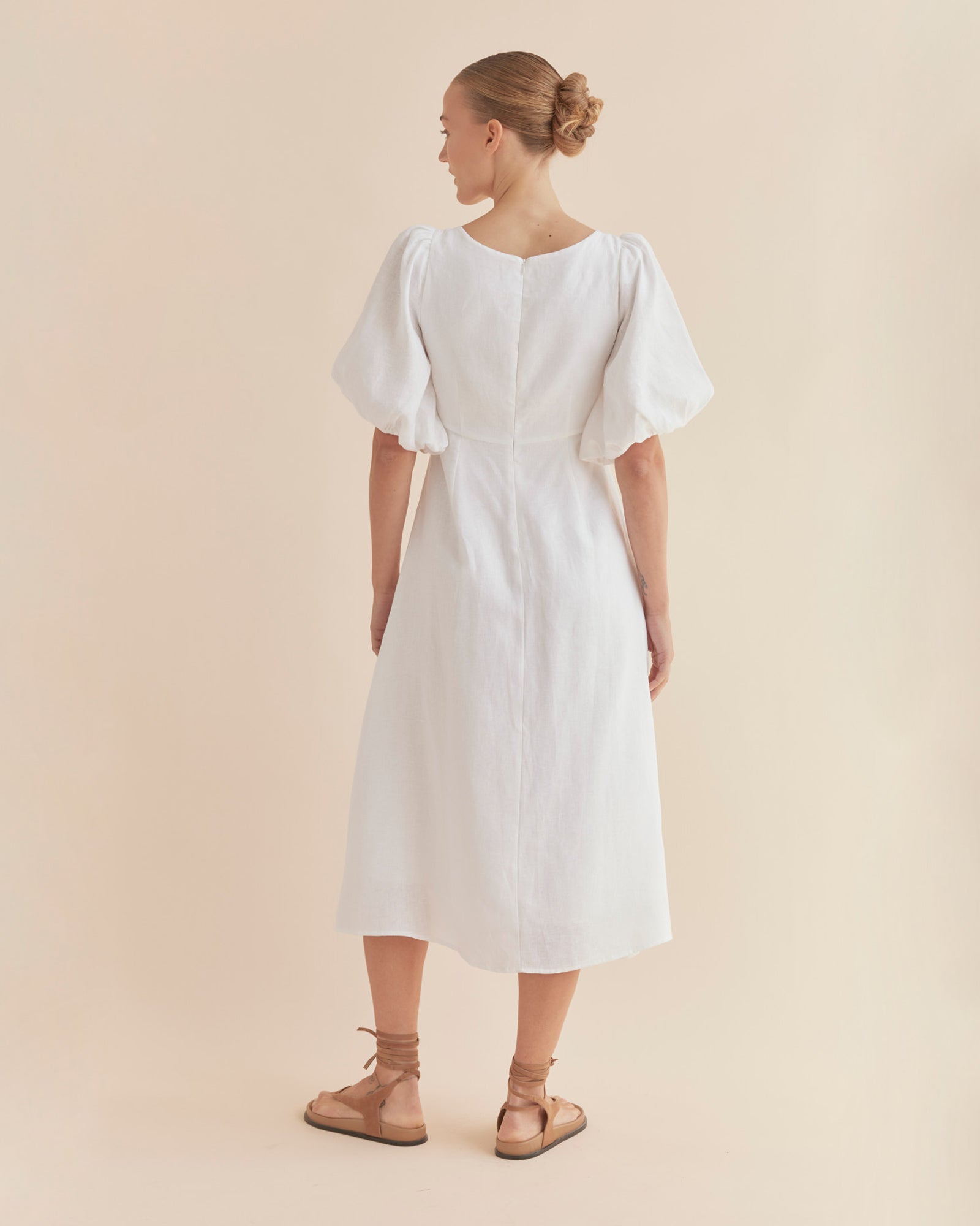 white linen dresses australia Flutter Pure Linen Maxi Dress House of Lacuna