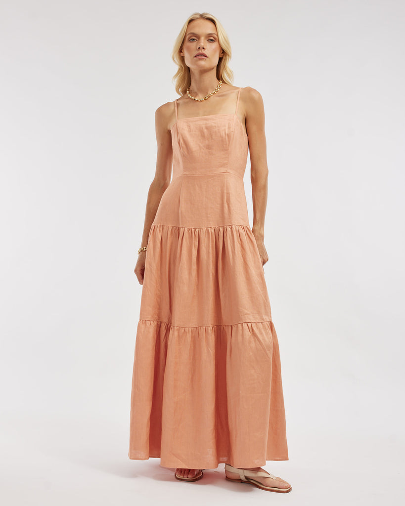 Sorrento Linen Maxi Dress - Apricot