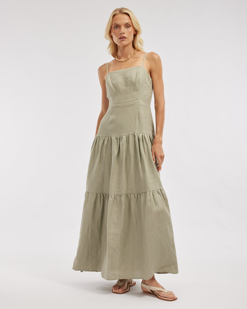 Sorrento Linen Maxi Dress - Sage