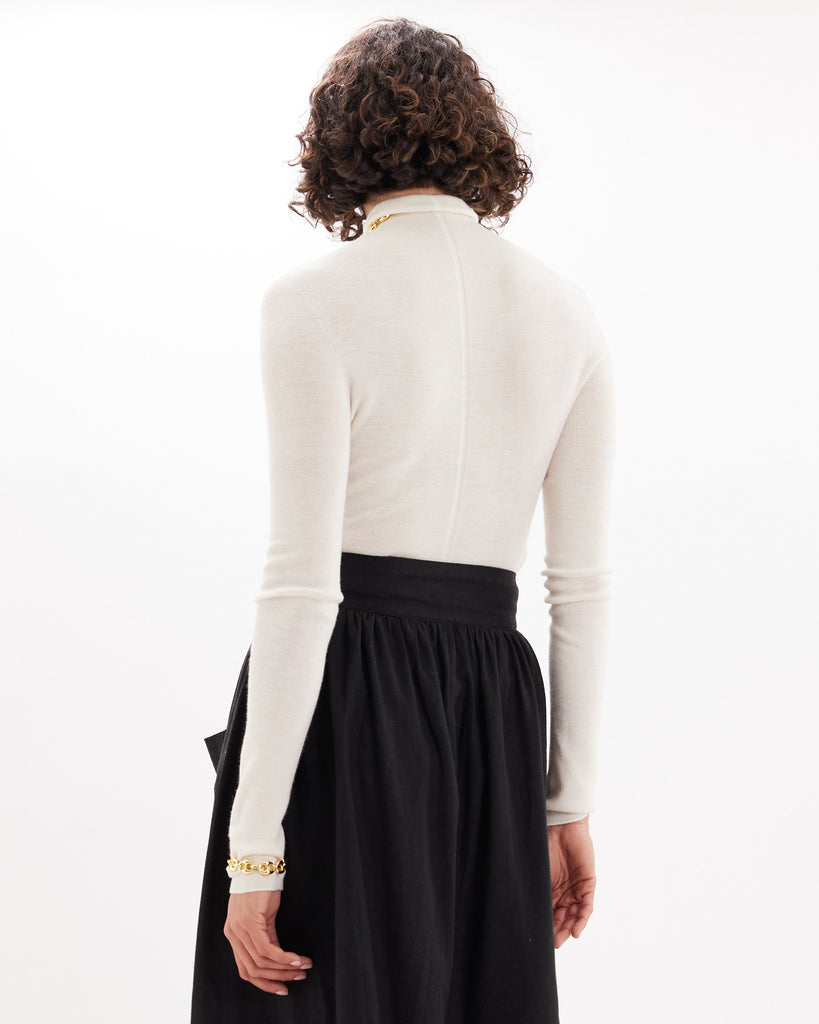 Val Turtleneck Knit Top - Cream - Second Image