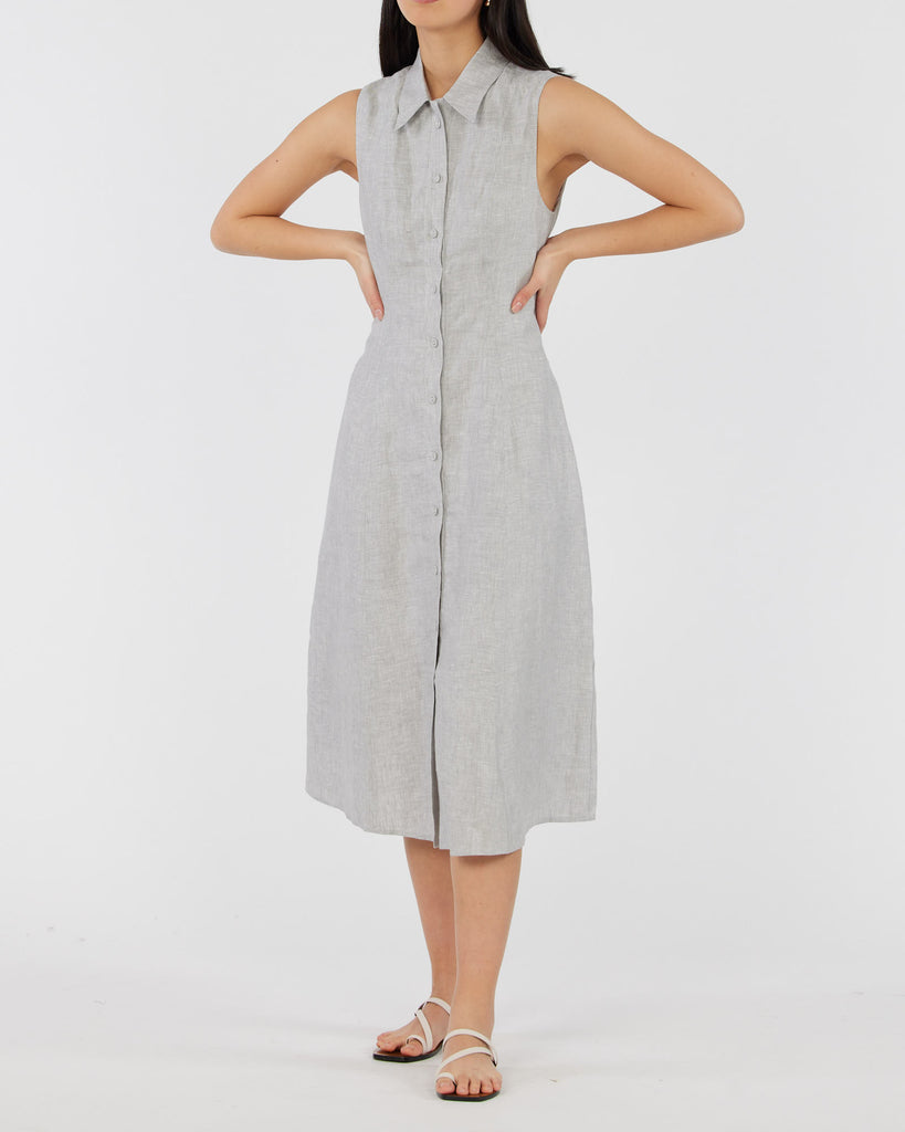 Vento Linen Dress - Cloud - Second Image