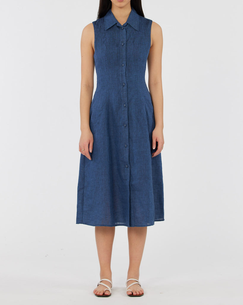 Vento Linen Dress - Ocean - Second Image