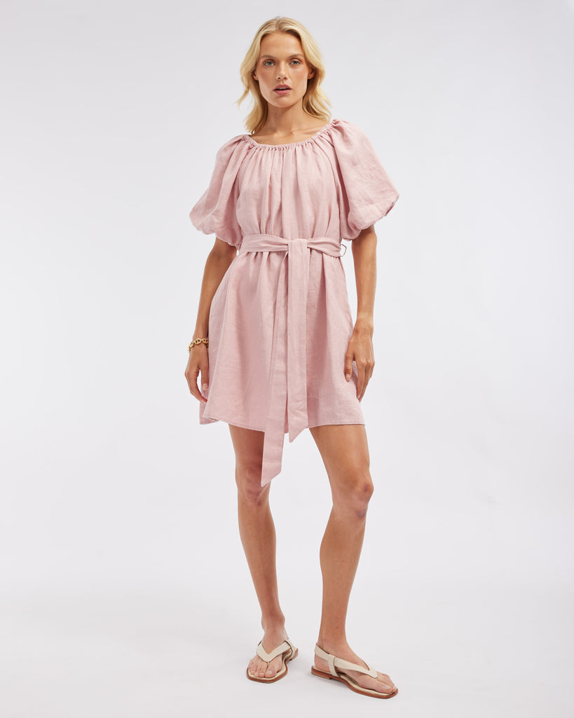 Wren Linen Mini Dress - Peony