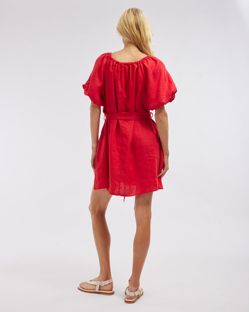 Wren Linen Mini Dress - Red - Second Image