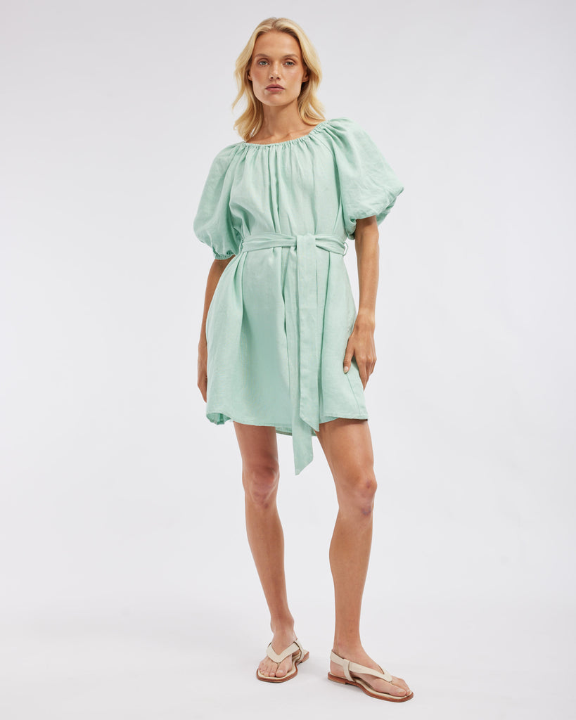 Wren Linen Mini Dress - Seafoam