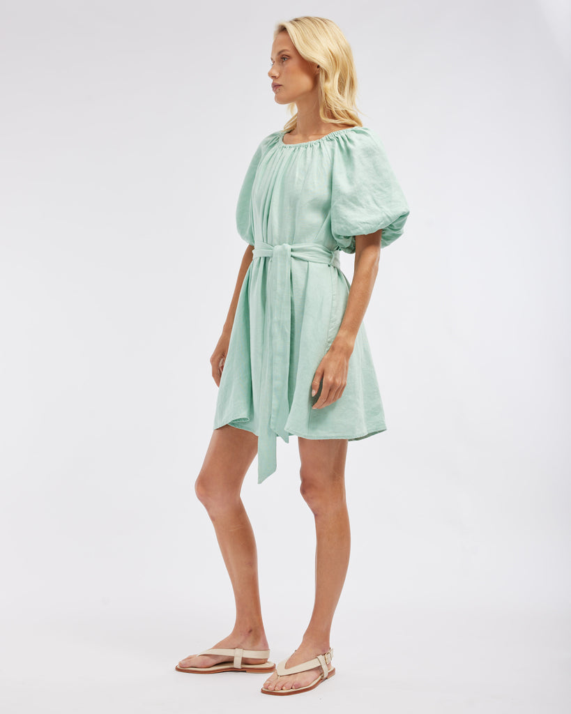 Wren Linen Mini Dress - Seafoam - Second Image