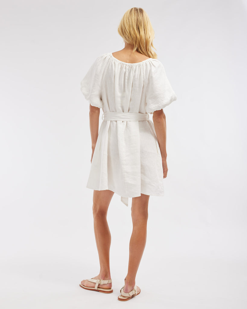 Wren Linen Mini Dress - White - Second Image