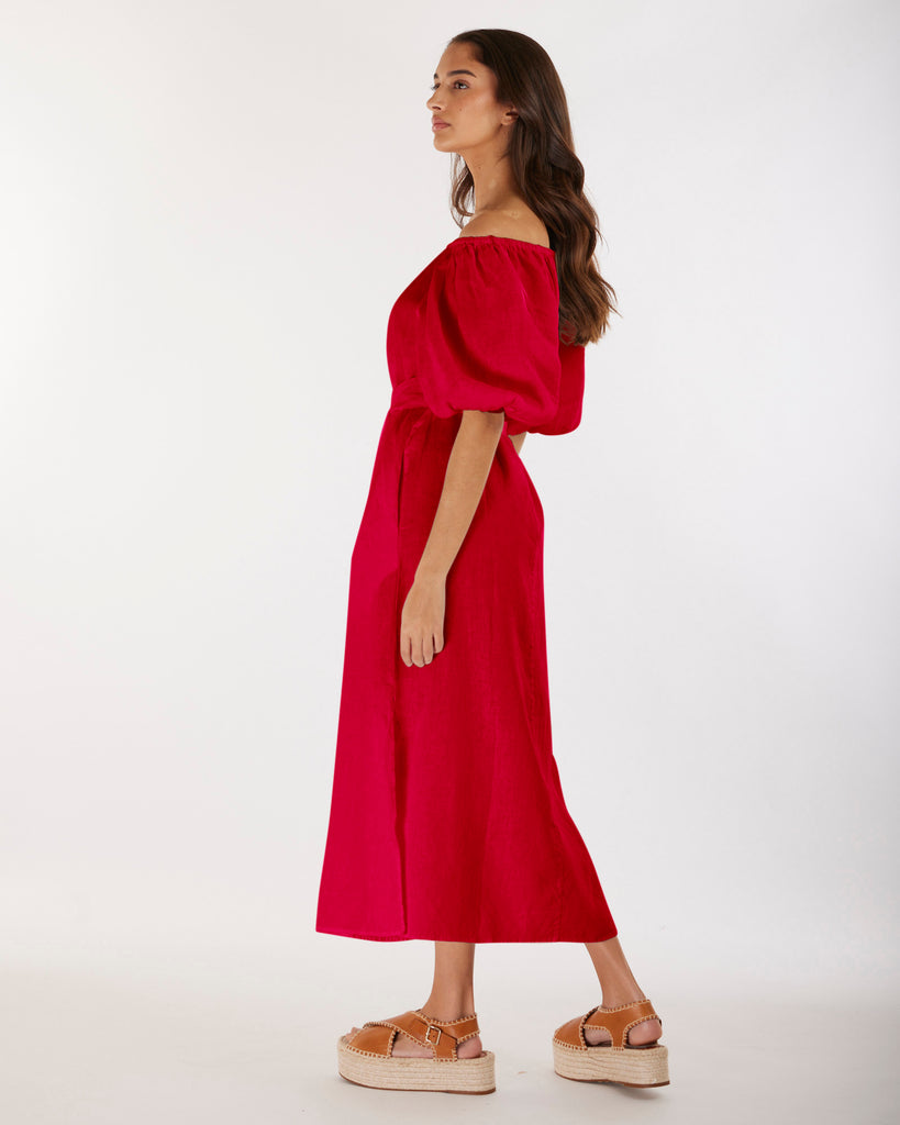 Wren Linen Maxi Dress - Red - Second Image