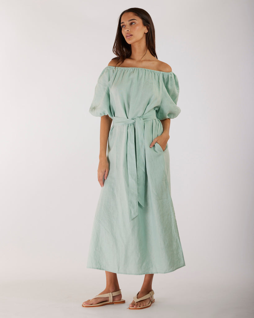 Wren Linen Maxi Dress - Seafoam - Second Image