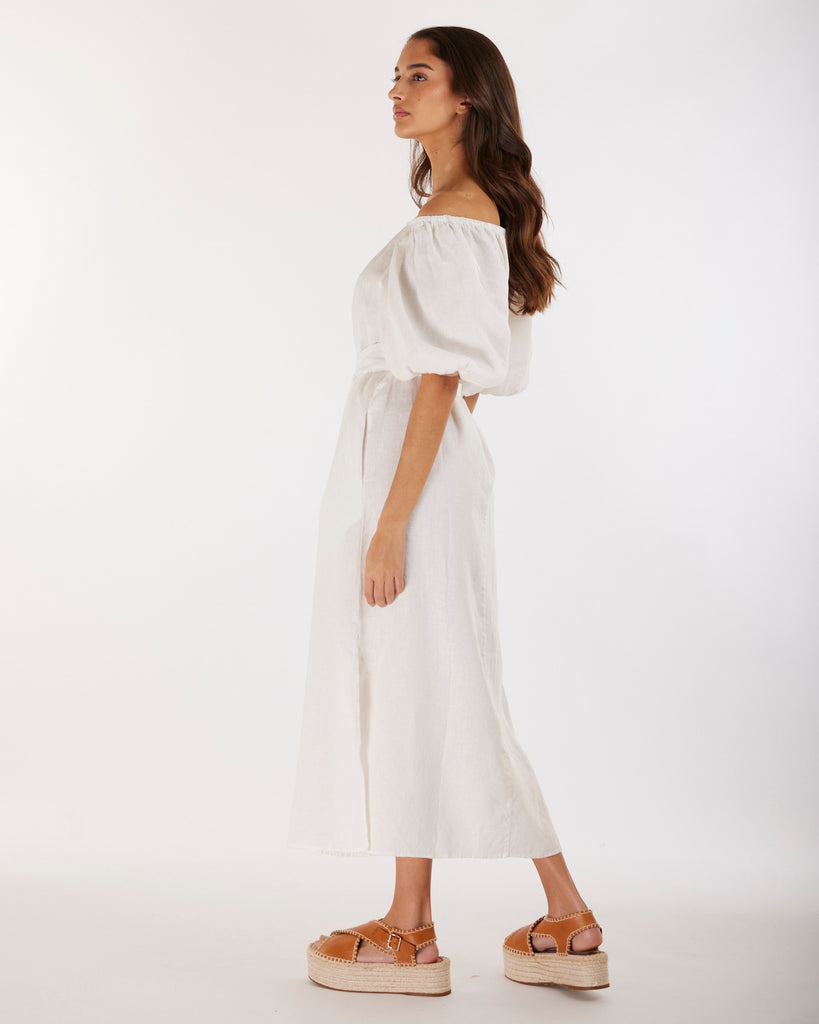 Wren Linen Maxi Dress - White - Second Image