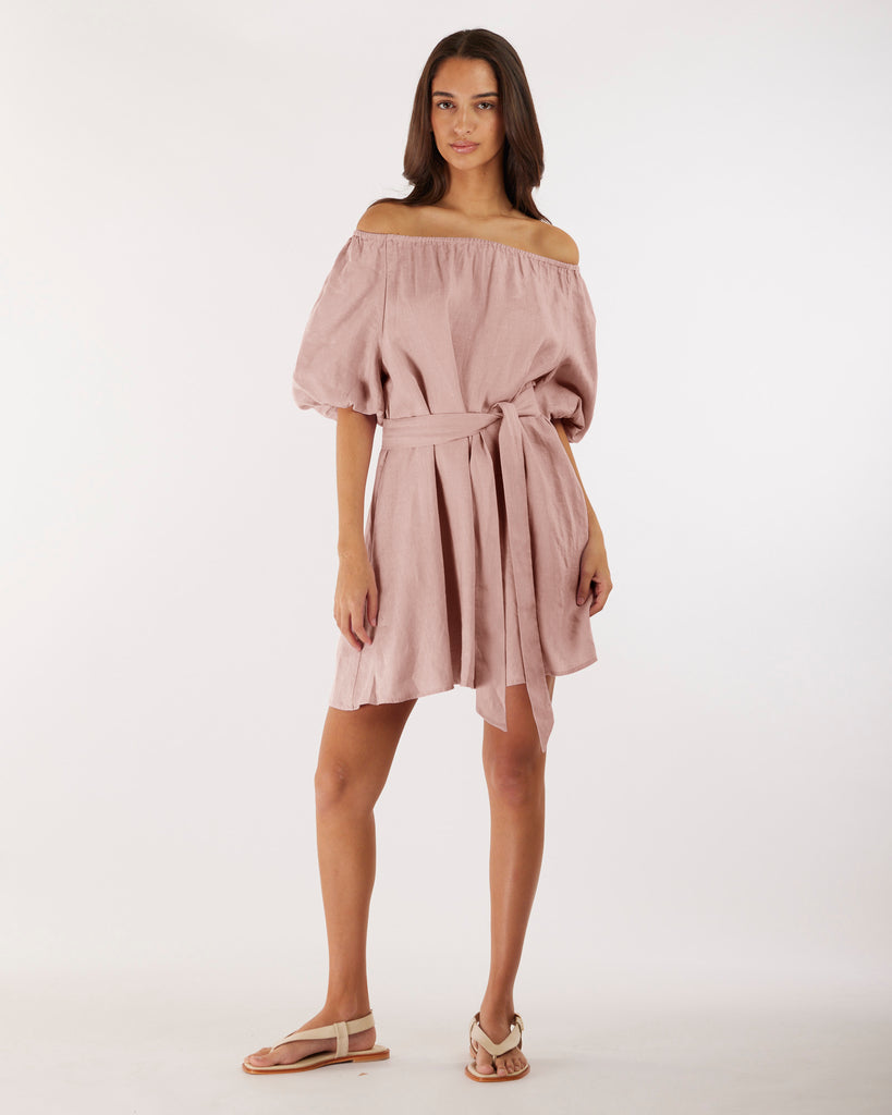 Wren Linen Mini Dress - Peony - Second Image