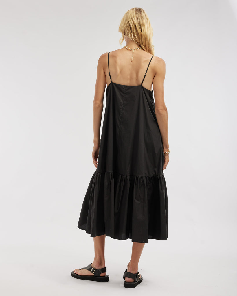 Zadie Poplin Midi Dress - Black - Second Image