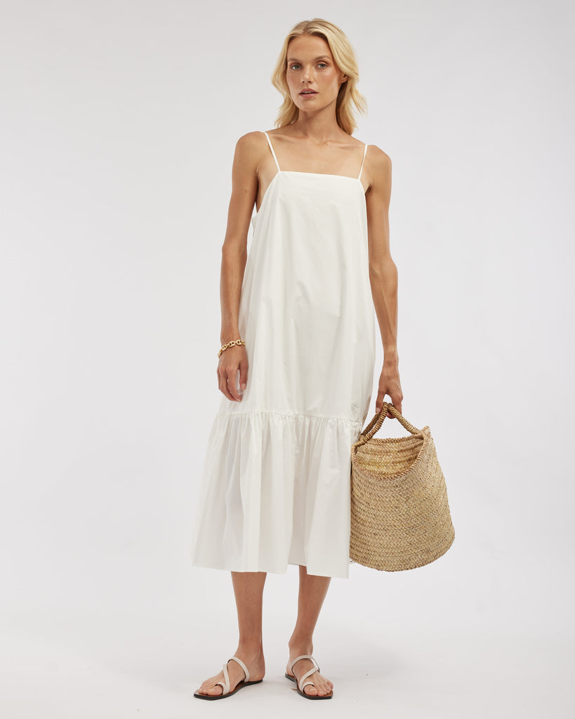 Zadie Poplin Midi Dress - White