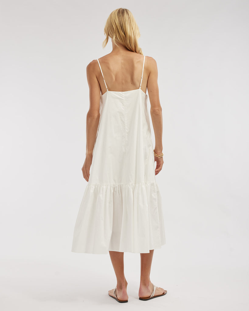 Zadie Poplin Midi Dress - White - Second Image