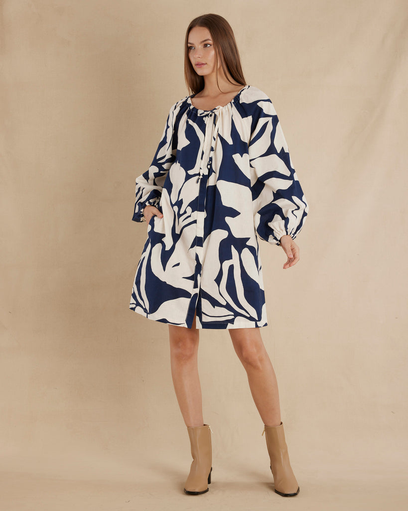 Zaffira Linen Tunic Mini Dress - Second Image