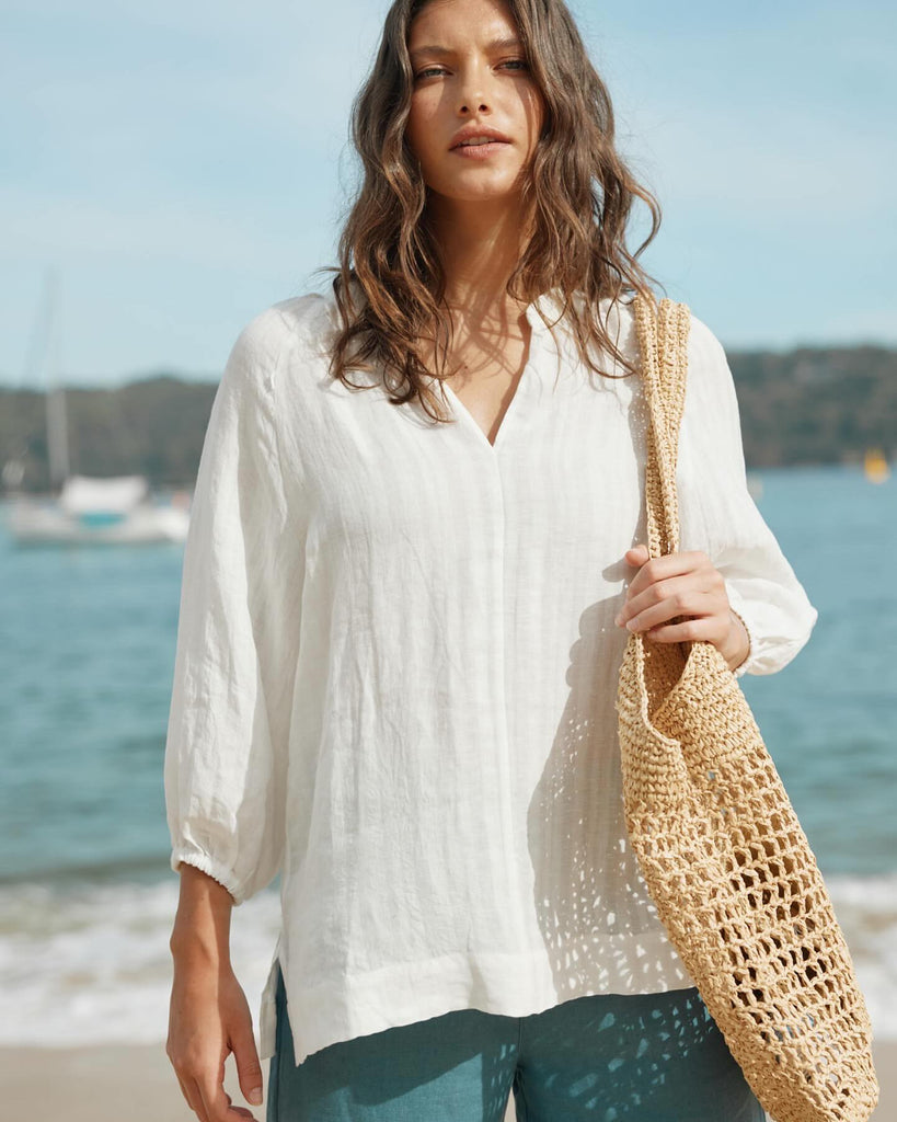 Barossa Linen Pant - Pacific - Second Image