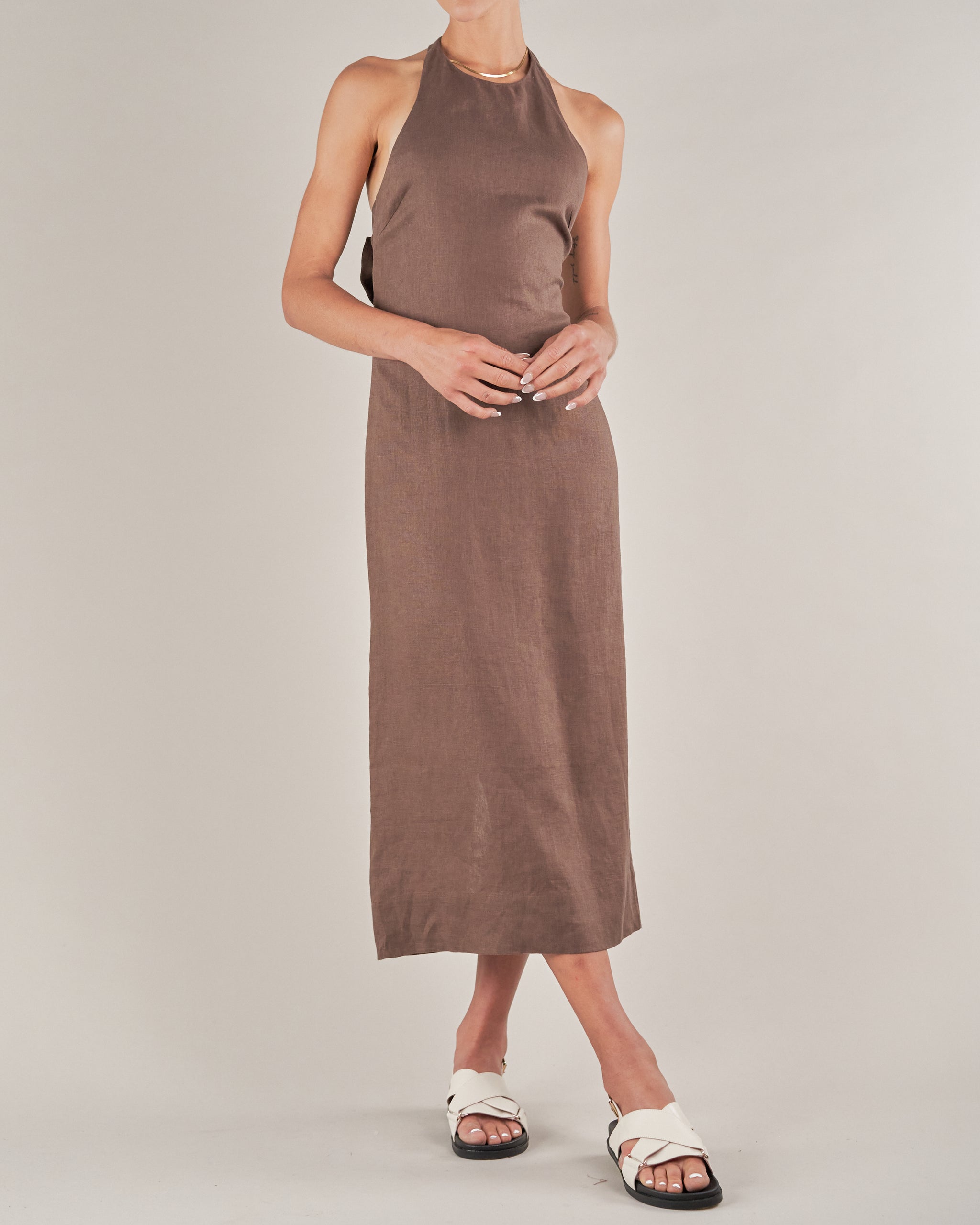 Santa Cruz Linen Halterneck Dress