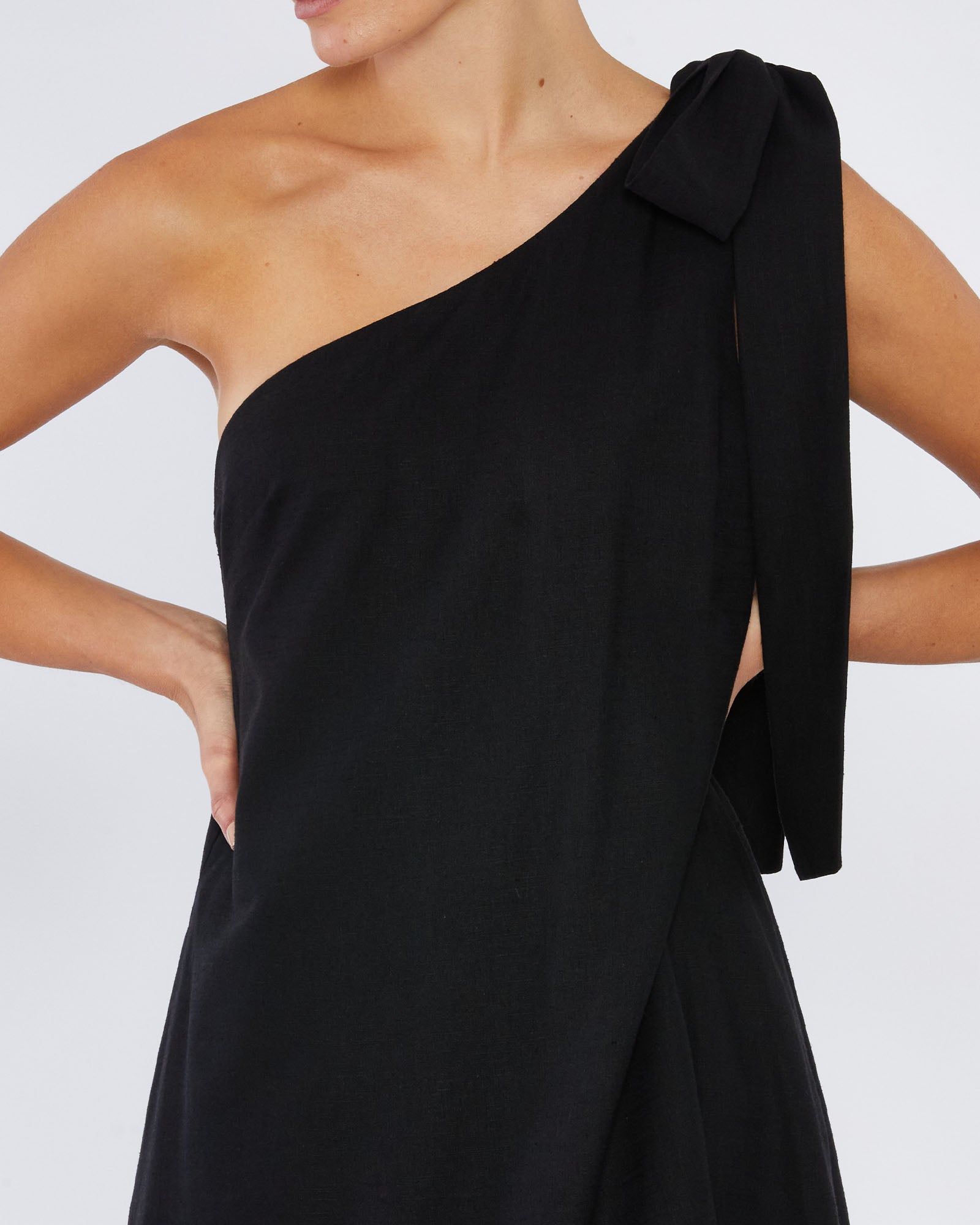 Aruba Linen One Shoulder Dress