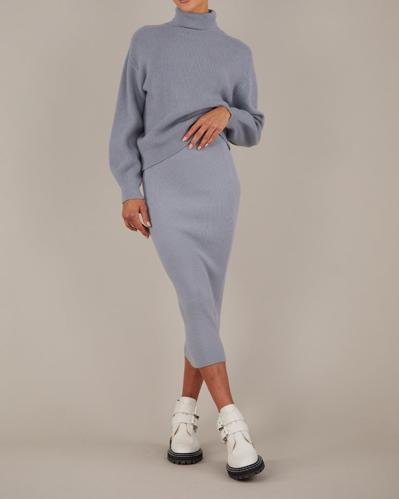 Afina Knit Skirt - Cerulean Blue