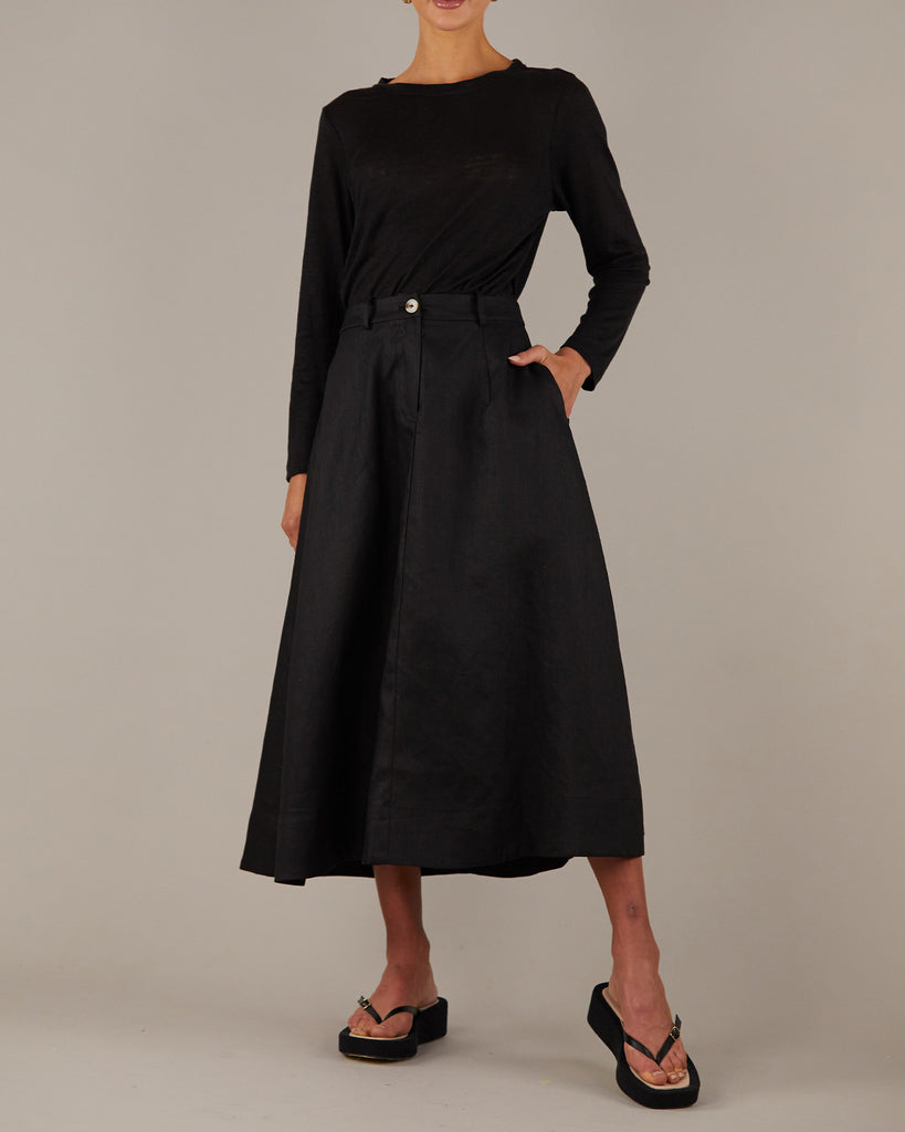 Barossa Linen Skirt - Black