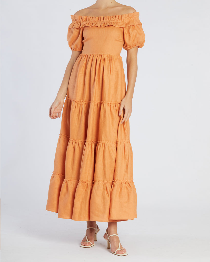 Bridgette Linen Maxi Dress - Cantaloupe