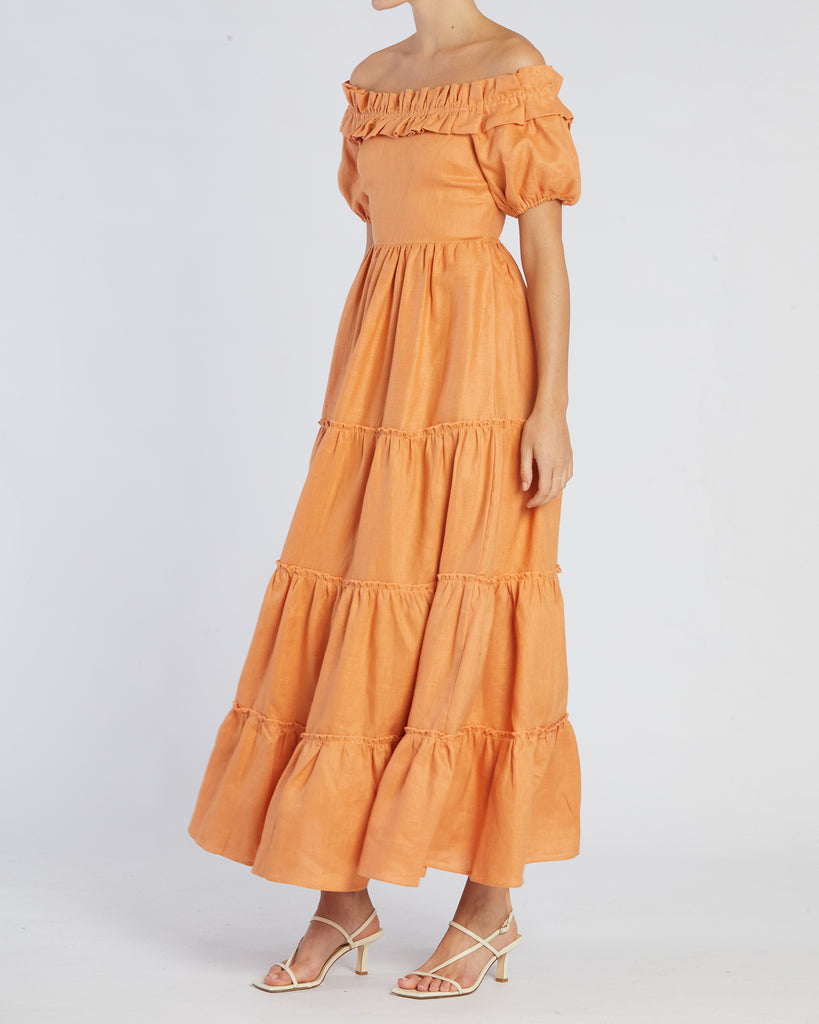 Bridgette Linen Maxi Dress - Cantaloupe - Second Image