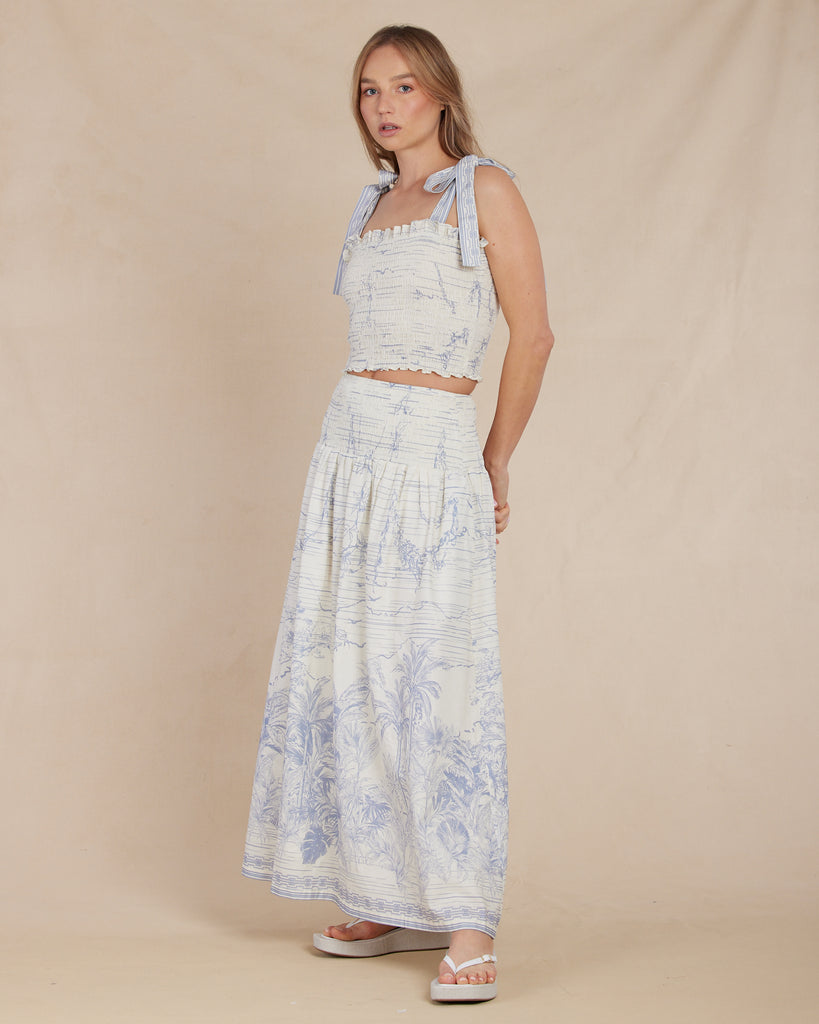 Fresco Linen Shirred Skirt - Second Image