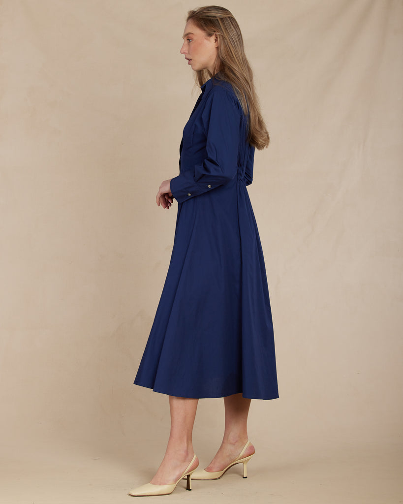 Mattea Cotton Poplin Shirt Dress - Marino - Second Image