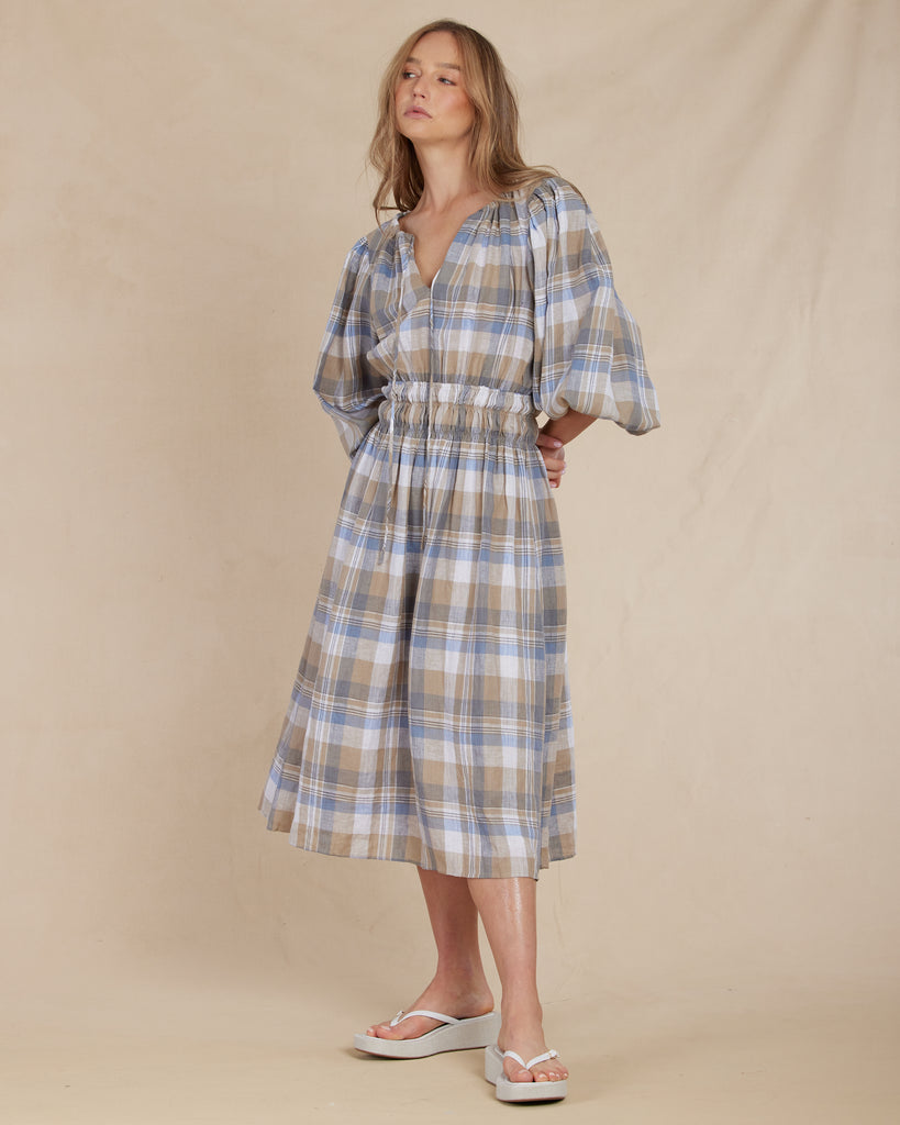 Allegra Linen Plaid Dress - Second Image